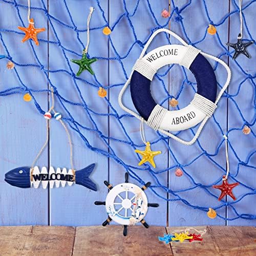 Marsui 11 Pcs Wooden Nautical Wall Decor Blue Set