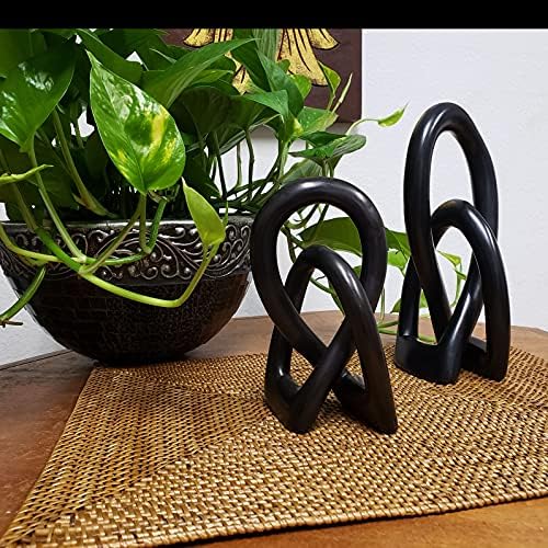 Continuous Looped Entwined Love Knot Sculpture 8 Inch Black