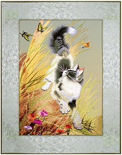 Grace Art Large Cat Silk Embroidery Wall Hanging