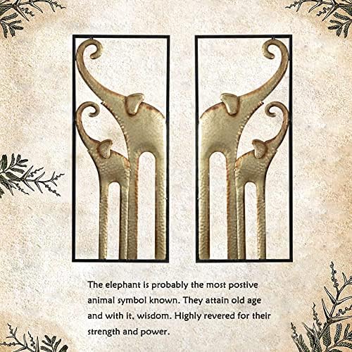 HKaikzo Set of 2 Gold Elephant Wall Art