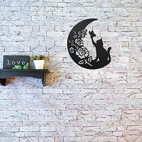 Scwhousi Black Cat on Moon Wall Sculpture