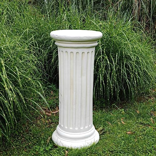 Extra Large Greek Roman Column Statue with Pedestal 354H White