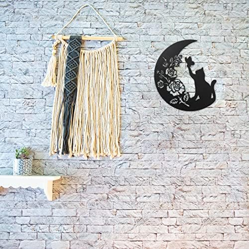 Scwhousi Black Cat on Moon Wall Sculpture