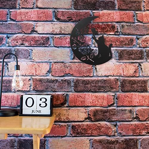Scwhousi Black Cat on Moon Wall Sculpture