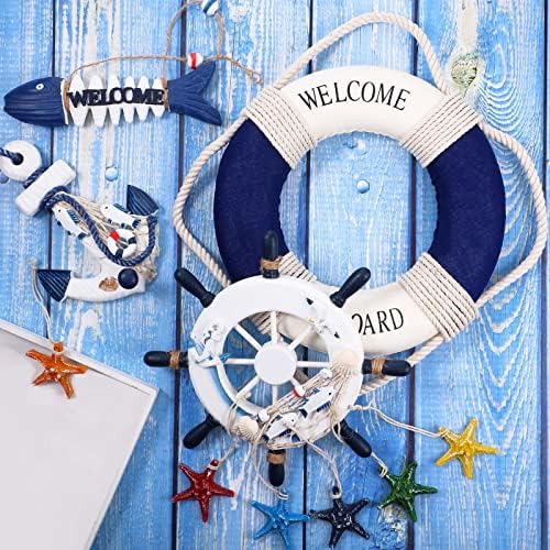 Marsui 11 Pcs Wooden Nautical Wall Decor Blue Set