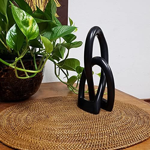 Continuous Looped Entwined Love Knot Sculpture 8 Inch Black
