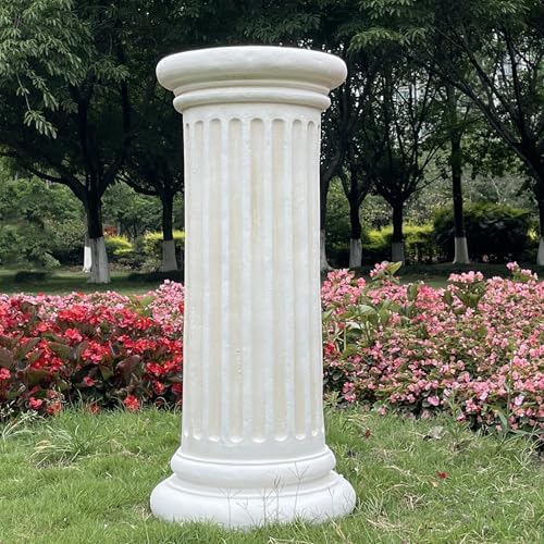Extra Large Greek Roman Column Statue with Pedestal 354H White